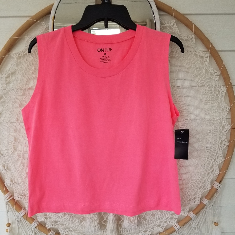 Summer Vibes On Fire  Hot Pink Sleeveless Top